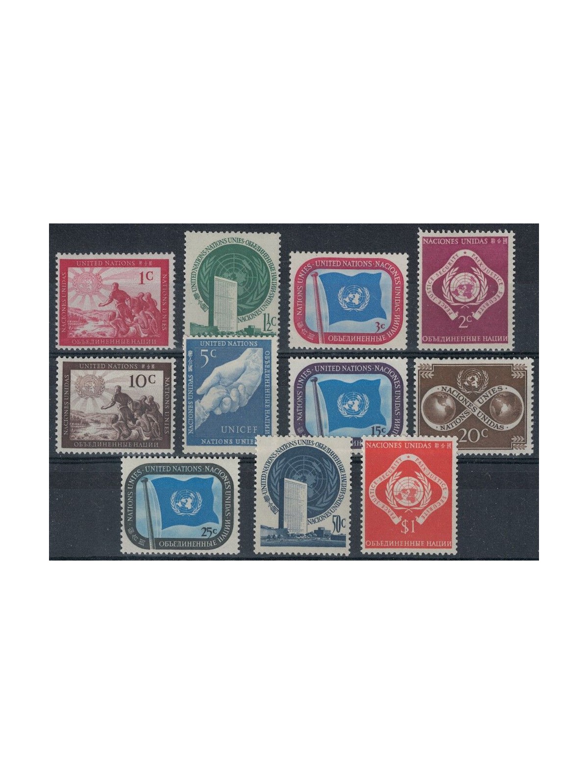 UN NEW YORK 1951 Various subjects 11v MNH**