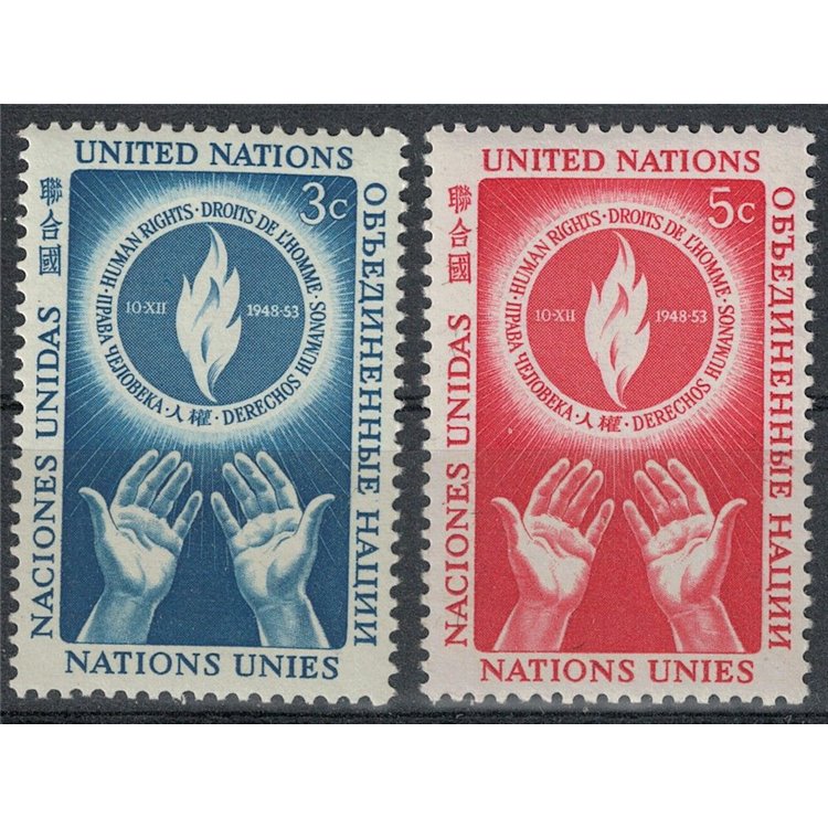 UN NEW YORK 1953 Human Rights Day 2v MNH**
