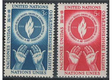 UN NEW YORK 1953 Human Rights Day 2v MNH**
