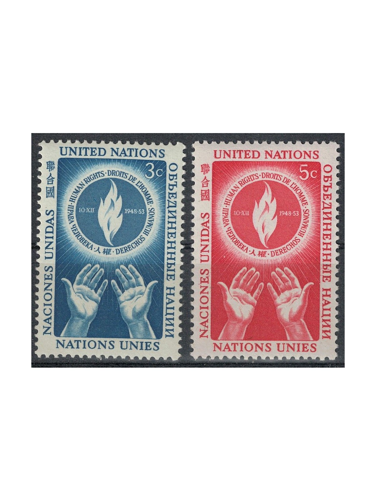 ONU NEW YORK 1953 Giornata dei Diritti dell'Uomo 2v MNH**