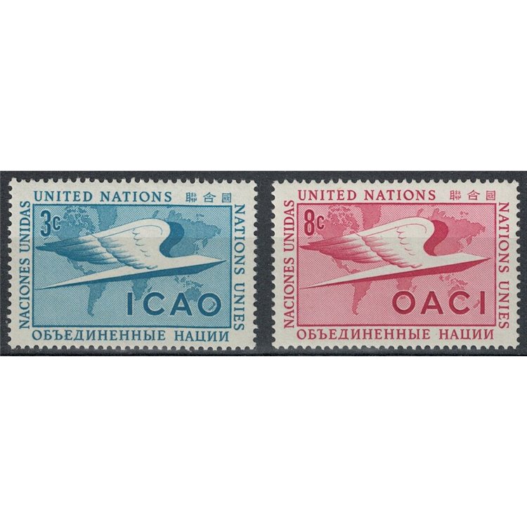 UN NEW YORK 1955 Anniversary ICAO 2v MNH**