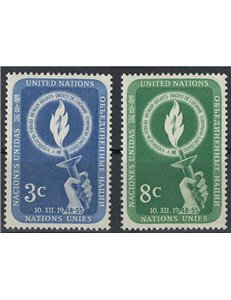 UN NEW YORK 1955 Human Rights Day 2v MNH**