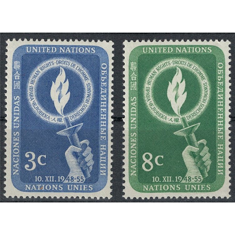 ONU NEW YORK 1955 Giornata dei Diritti dell'Uomo 2v MNH**