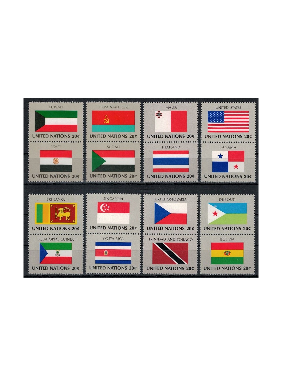 UN NEW YORK 1981 Flags 16v MNH**