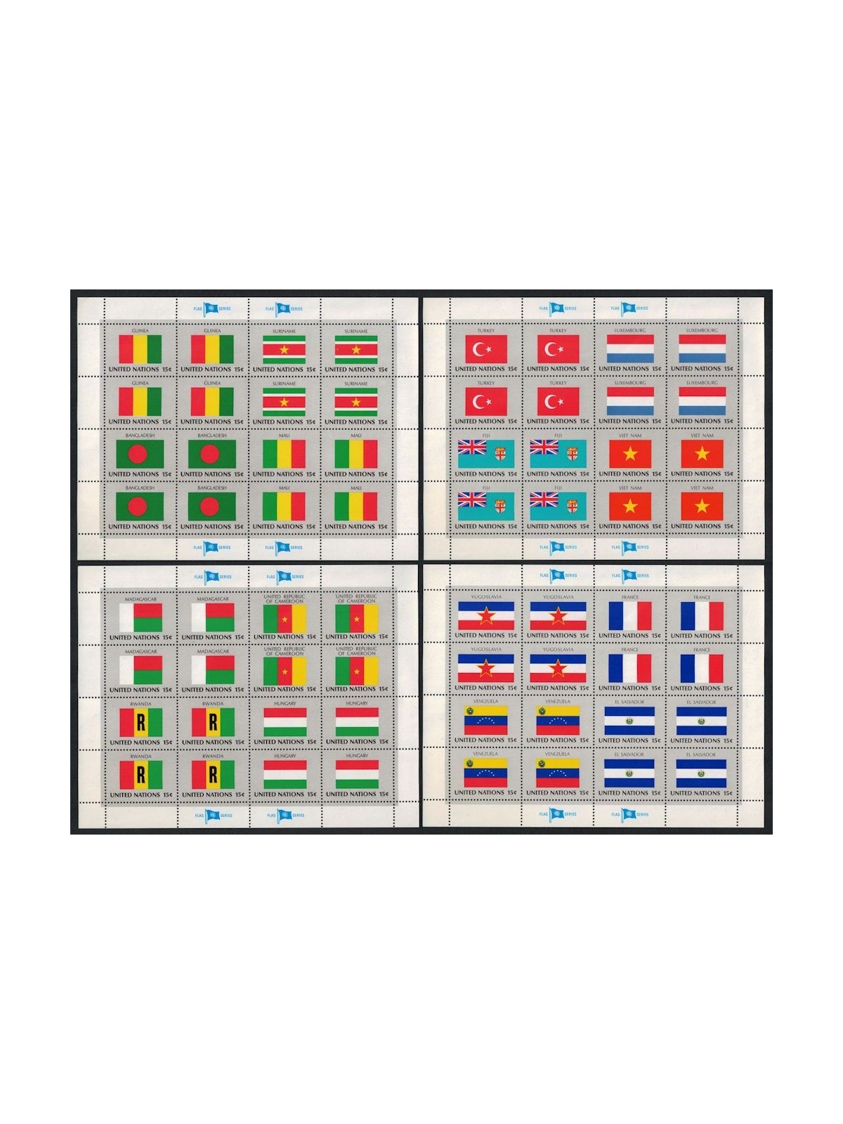 UN NEW YORK 1980 Flags 4 m/s MNH**