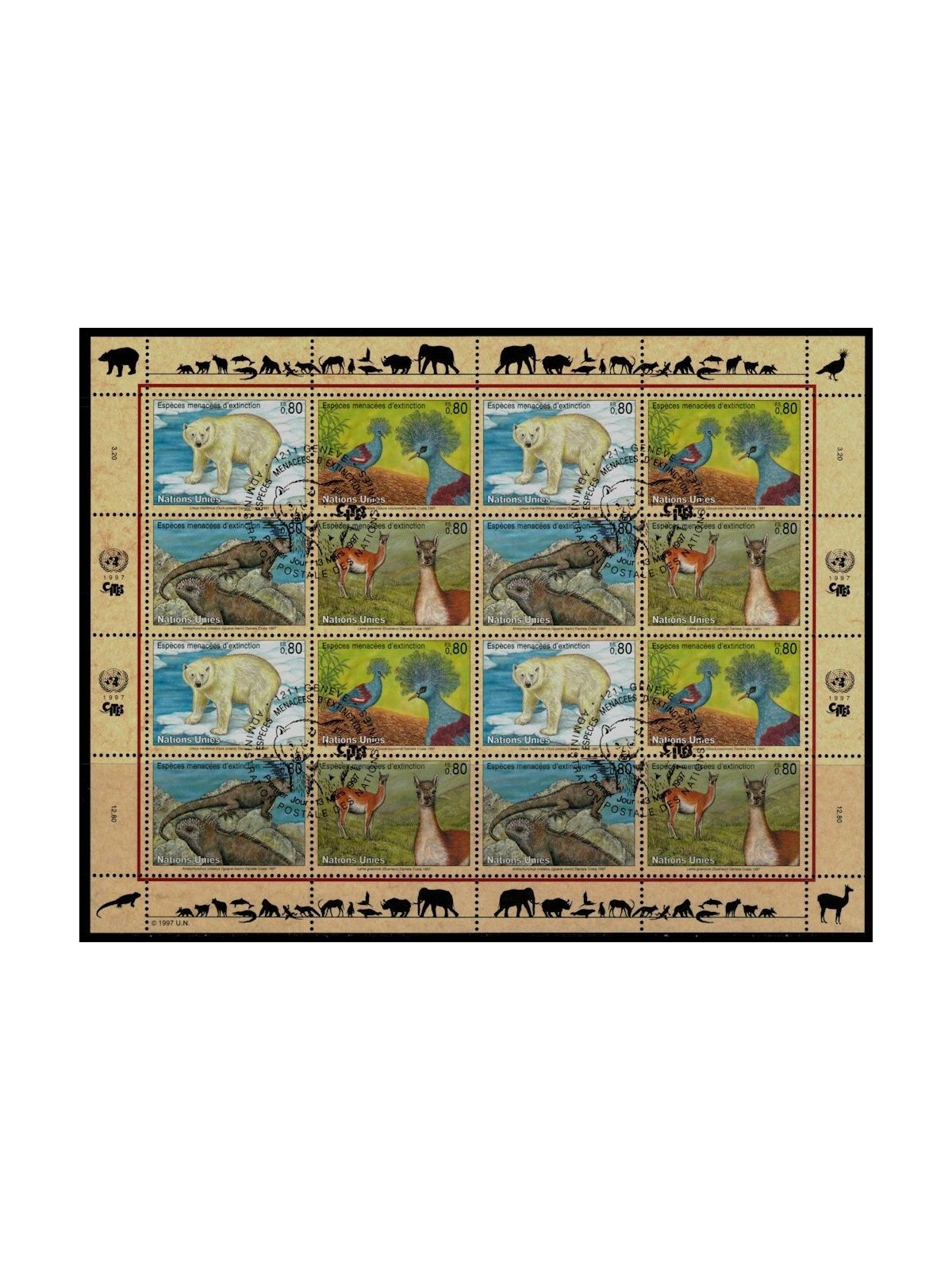 UN GENEVA 1997 Nature Protection (5th series) m/s us