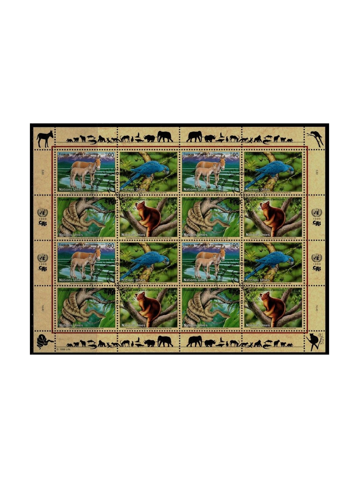 UN GENEVA 1999 Nature Conservation (7th series) m/s us