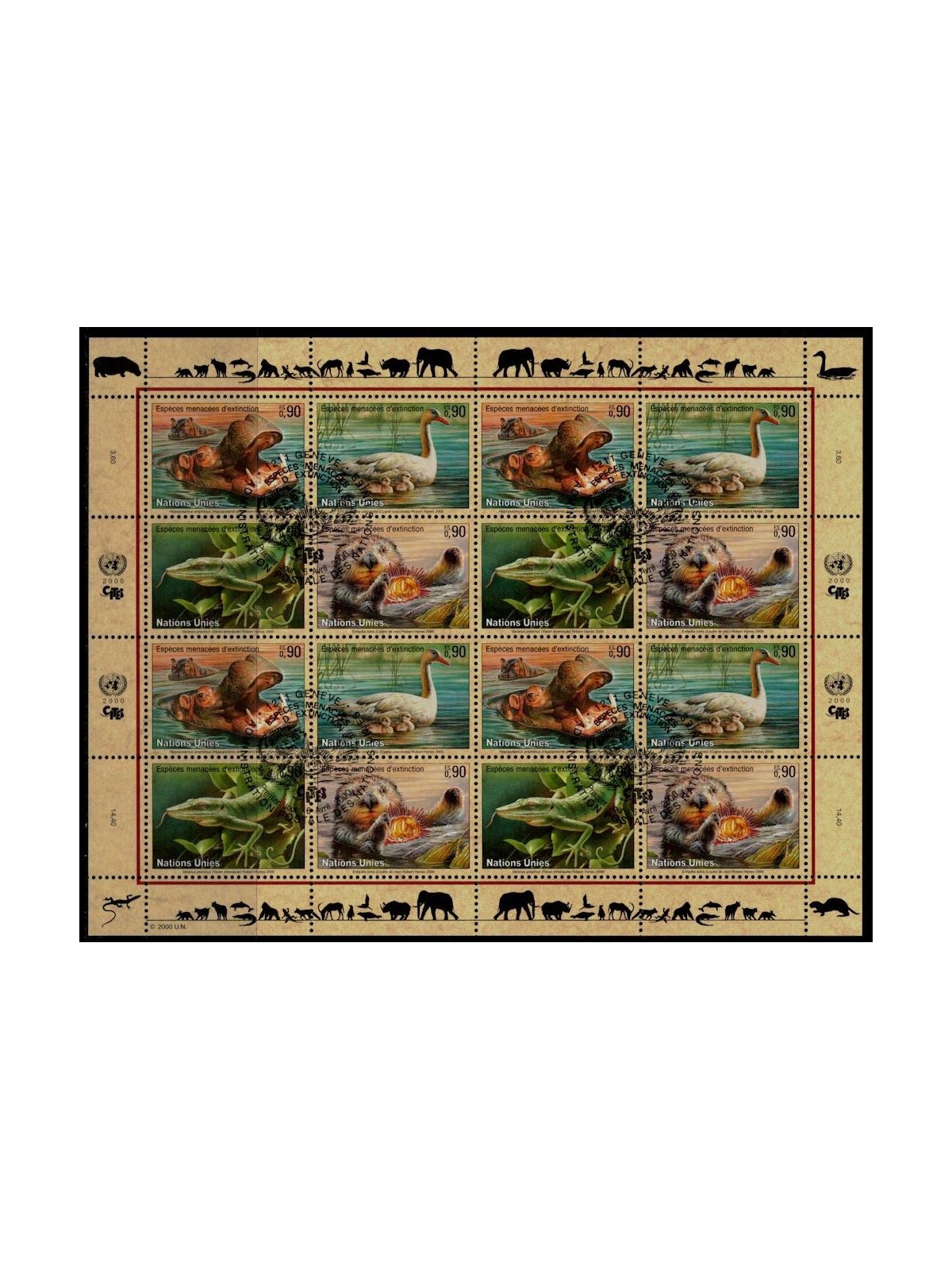UN GENEVA 2000 Nature Conservation (8th series) m/s us