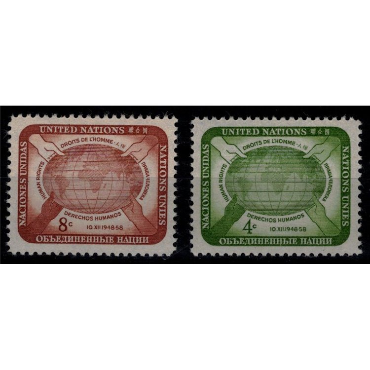UN NEW YORK 1958 Declaration of Human Rights 2v MNH**