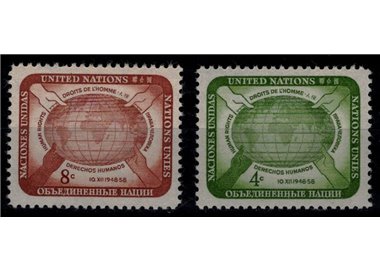 UN NEW YORK 1958 Declaration of Human Rights 2v MNH**