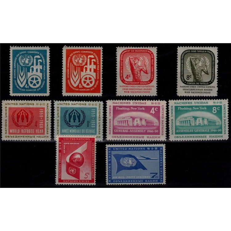 UN NEW YORK 1959 Complete vintage 10v MNH**