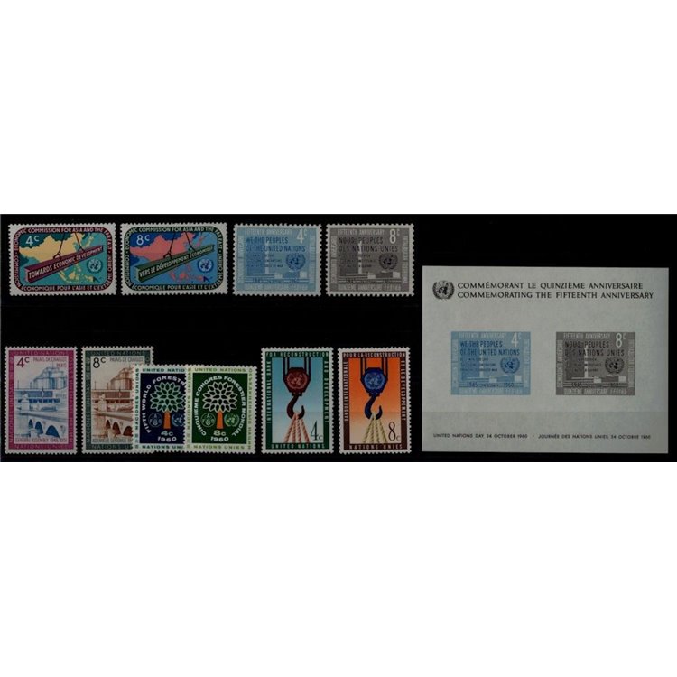 ONU NEW YORK 1960 Annata completa 10v + 1 BF MNH**