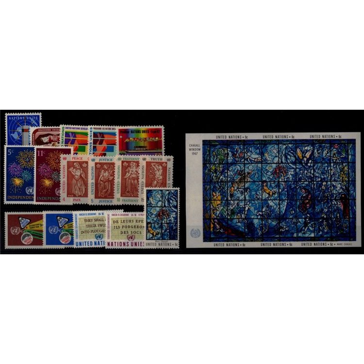 ONU NEW YORK 1967 Complete vintage 16v + 1 s/s MNH**