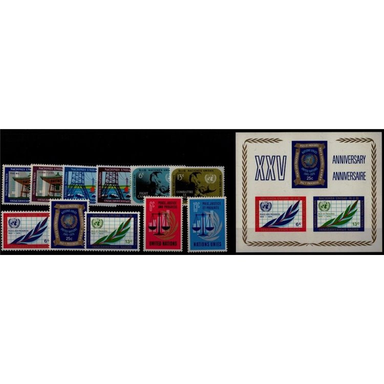ONU NEW YORK 1970 Complete vintage 11v + 1 s/s MNH**