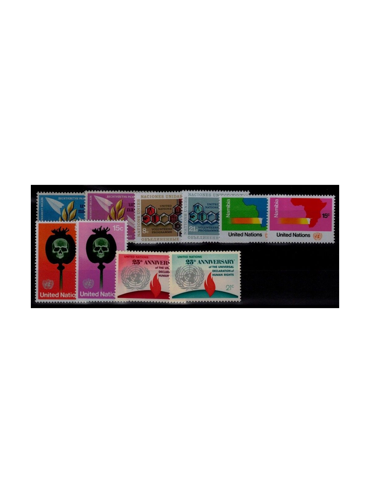 ONU NEW YORK 1973 Annata completa 10v MNH**