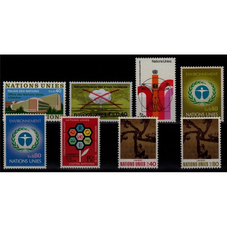 UN GENEVA 1972 Complete vintage 8v MNH**