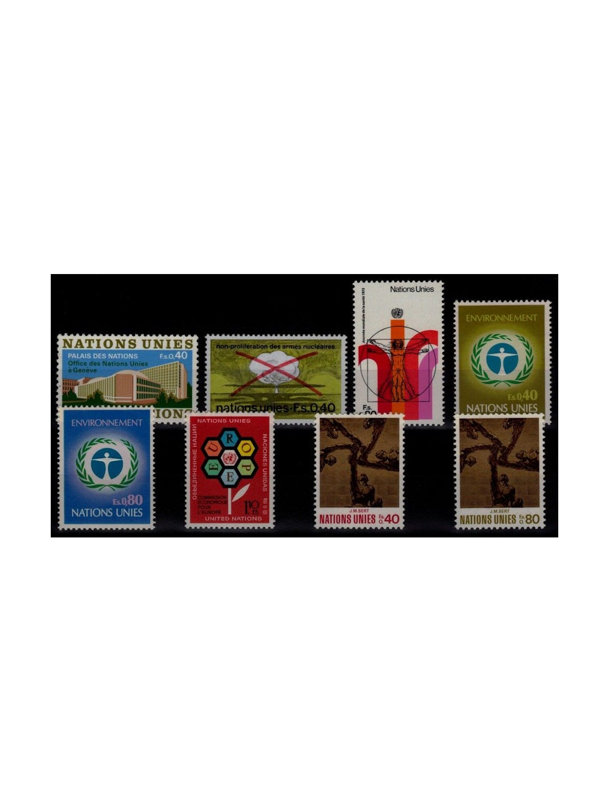 ONU GINEVRA 1972 Annata completa 8v MNH**
