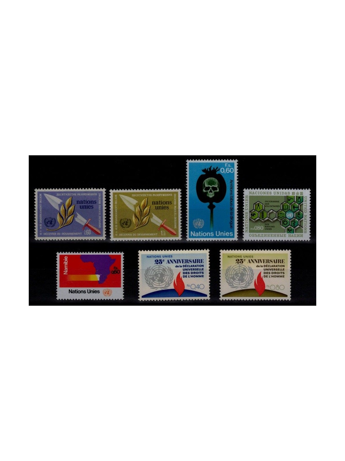 UN GENEVA 1973 Complete vintage 7v MNH**