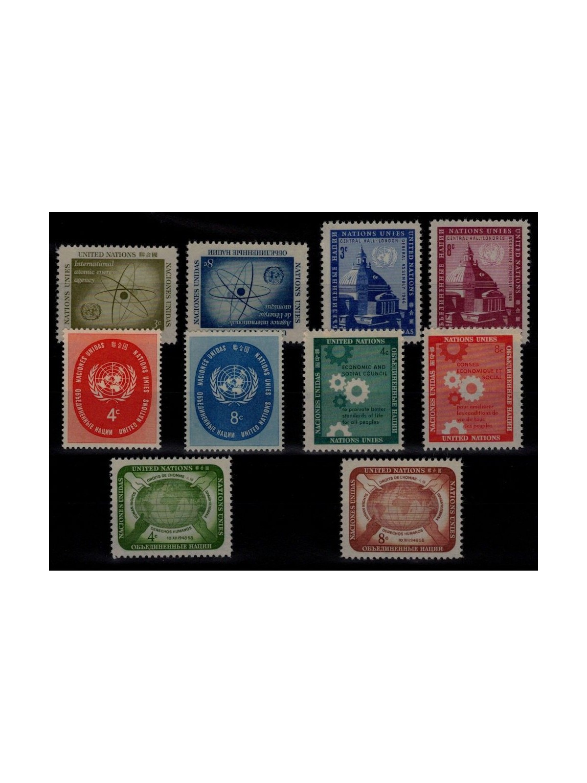 UN NEW YORK 1958 Complete vintage 10v MNH**