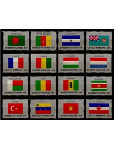 UN NEW YORK 1980 Flags 16v MNH**