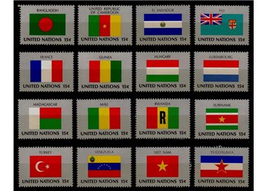 UN NEW YORK 1980 Flags 16v MNH**