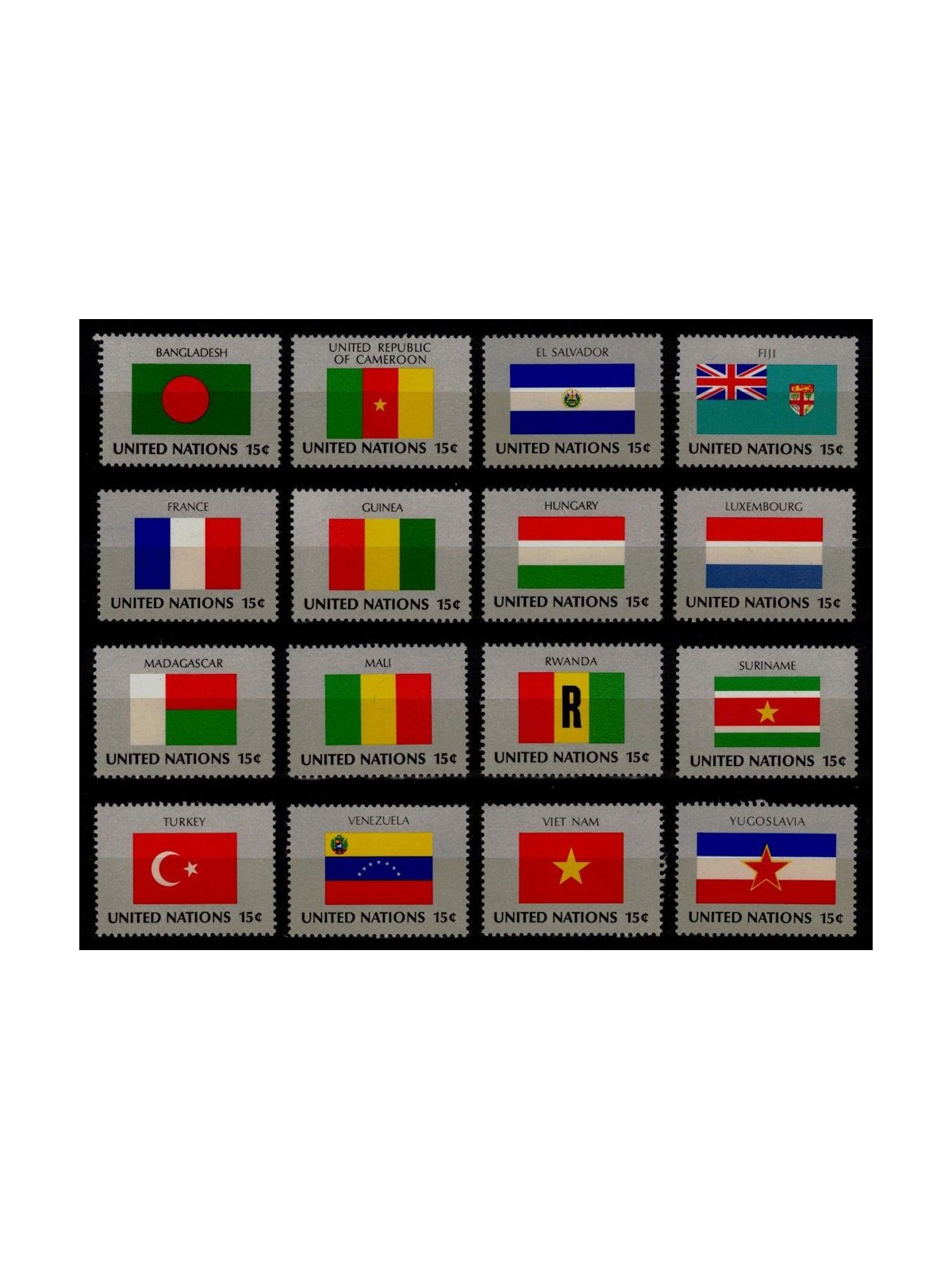 UN NEW YORK 1980 Flags 16v MNH**