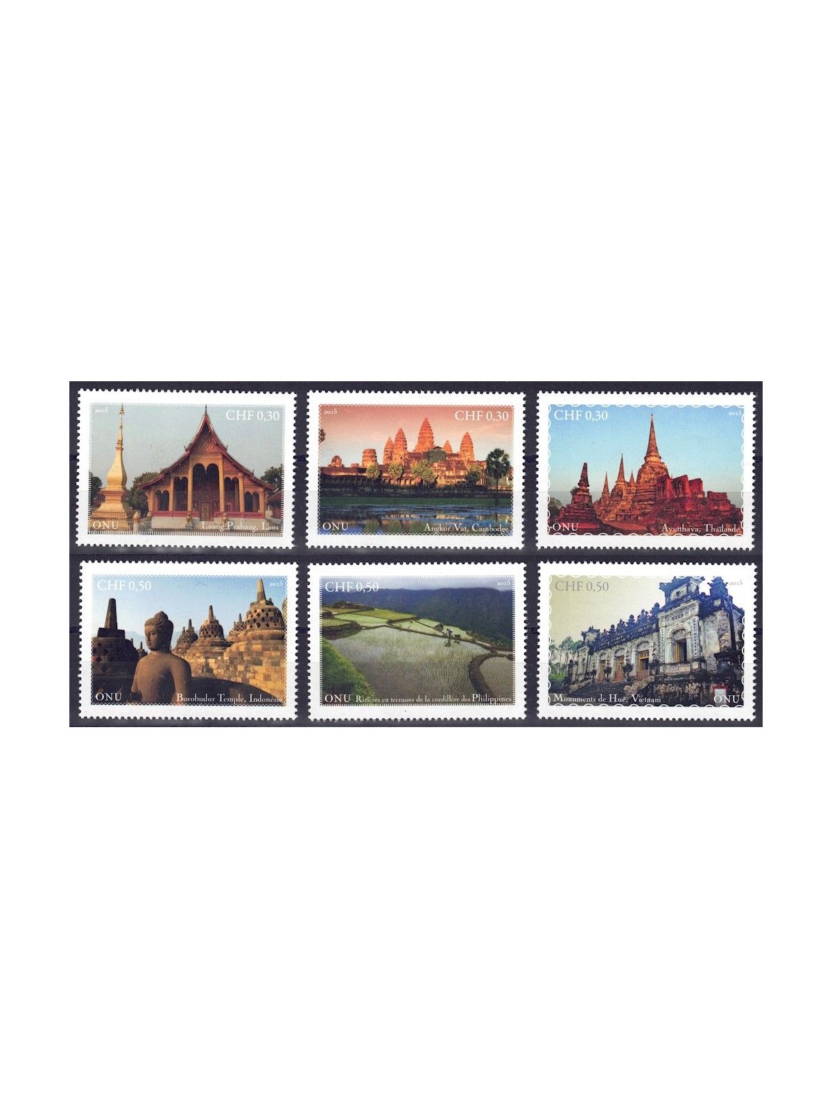 ONU GINEVRA 2015 Patrimonio Mondiale (Sud-Est Asiatico) 6v MNH**