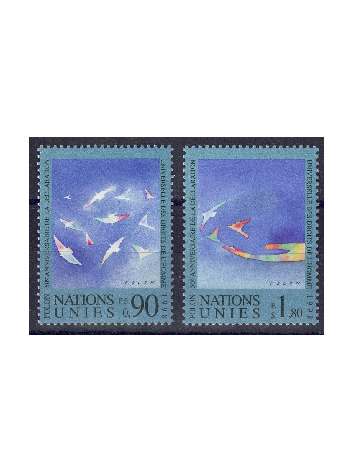 UN GENEVA 1998 Human Rights 2v MNH**
