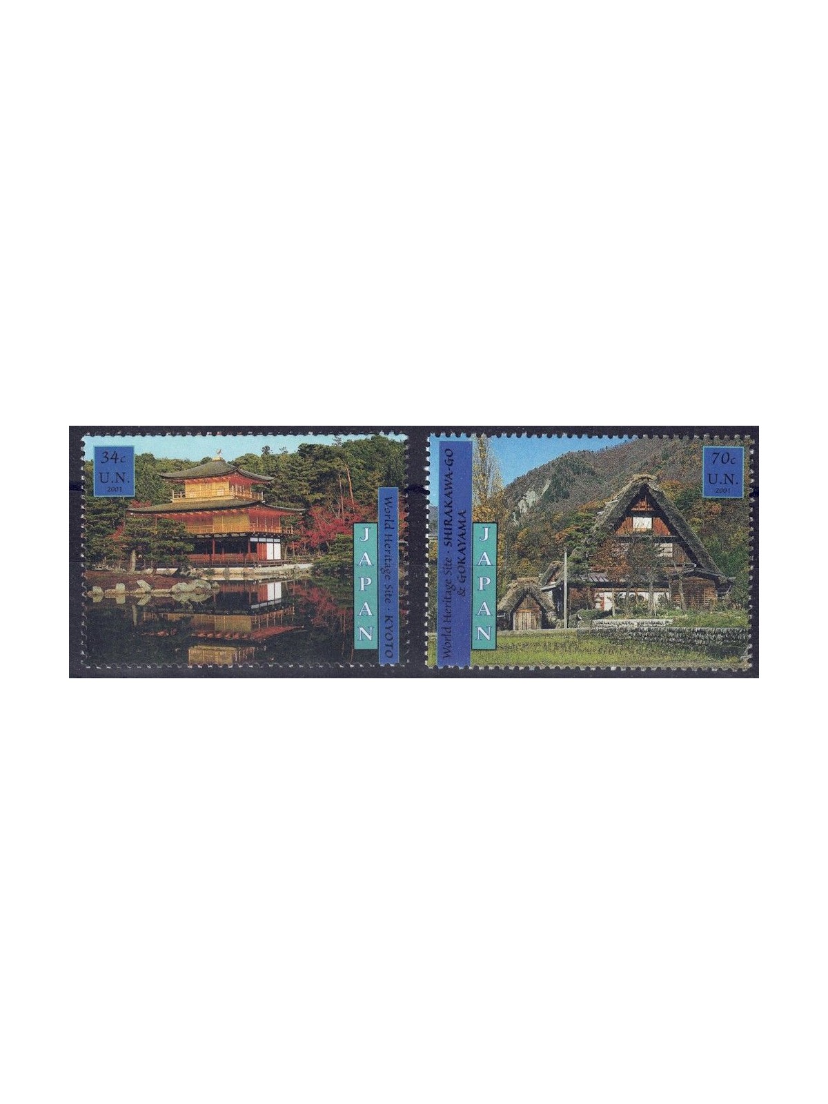 UN NEW YORK 2001 World Heritage Japan 2v MNH**