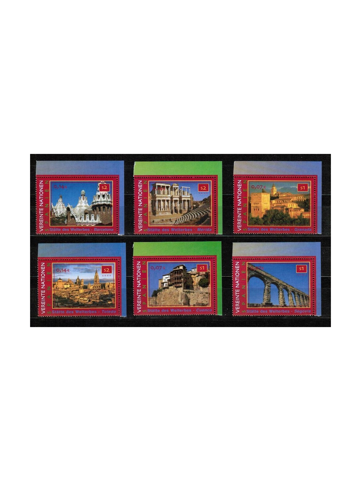 ONU VIENNA 2000 Patrimonio mondiale (Spagna) 6v MNH**