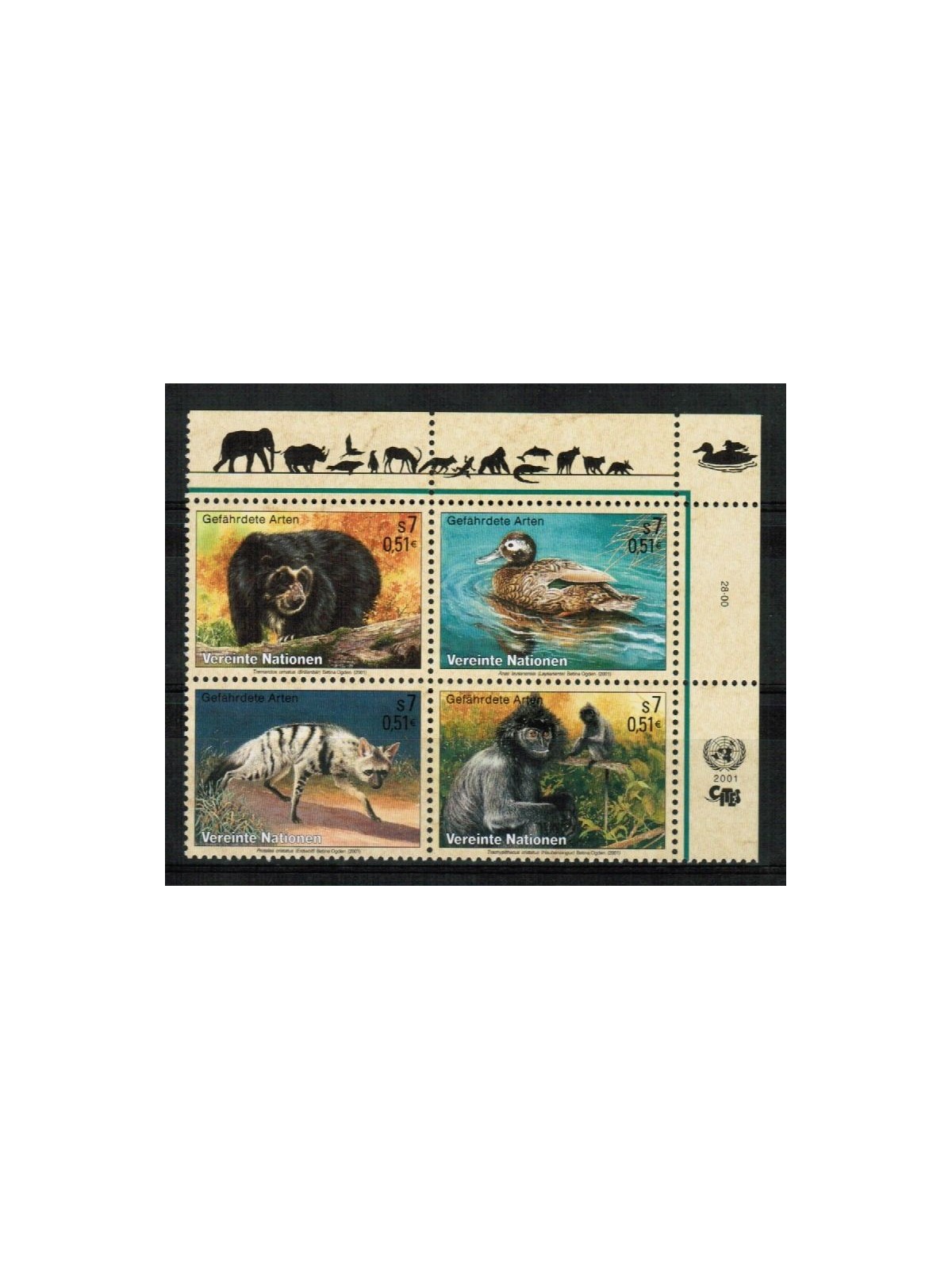 ONU VIENNA 2001 Protezione della natura 4v MNH**