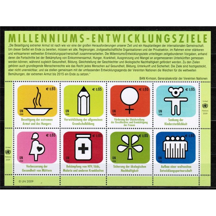 ONU VIENNA 2009 Obiettivi sviluppo Millennio BF MNH**