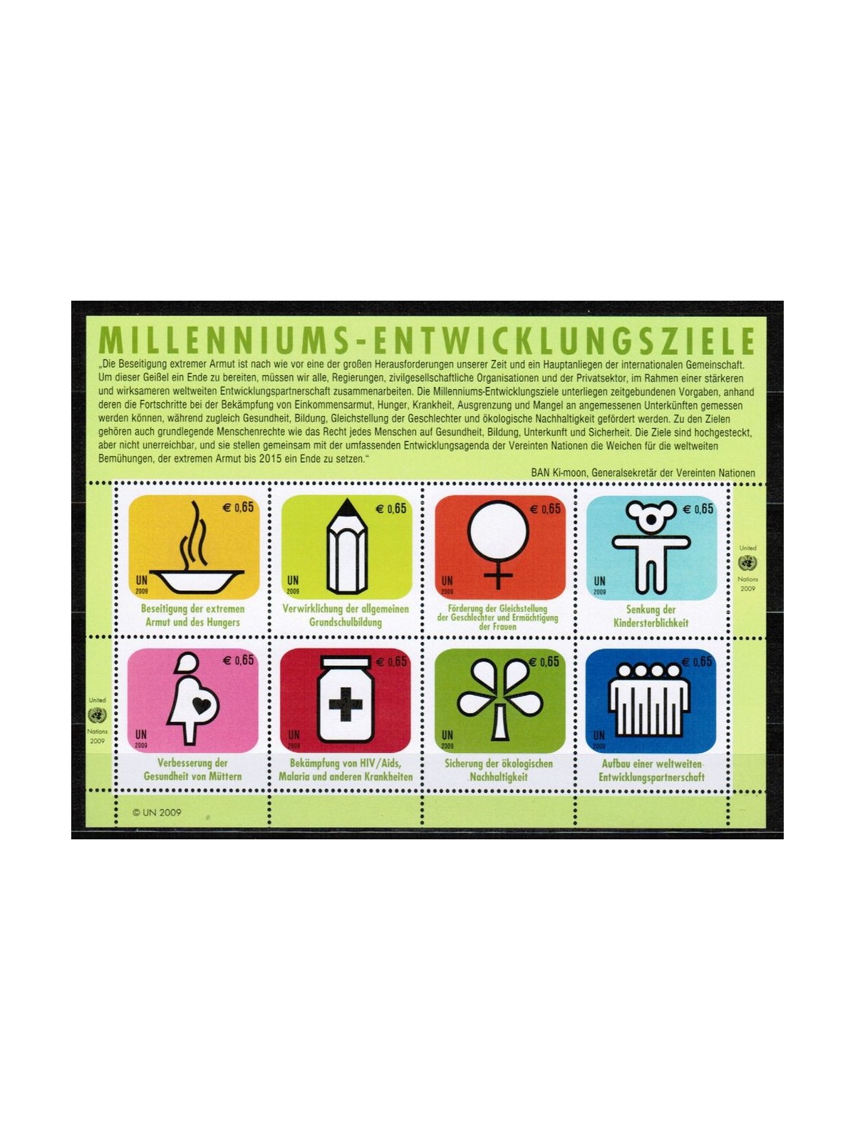 UN VIENNA 2009 Millennium Development Goals s/s MNH**