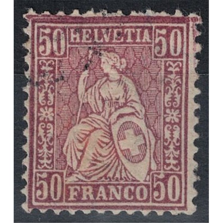 SVIZZERA 1881 Helvetia seduta 50c lilla us