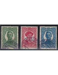AUSTRIA HUNGARY 1918 Charles I and Zita 3v used