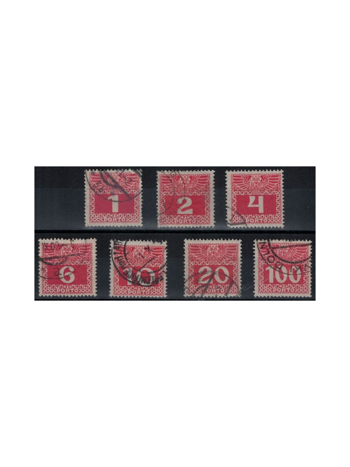 AUSTRIA 1908-10 Tax stamps 7v used