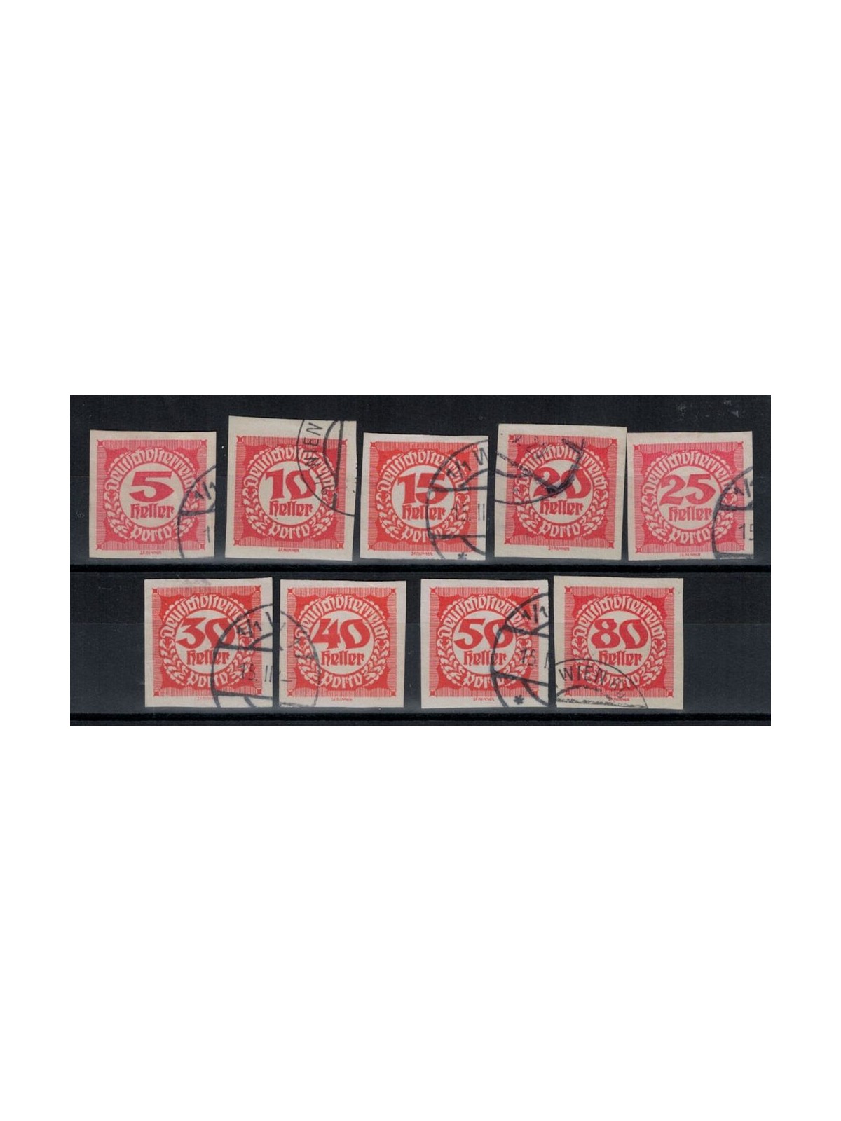 AUSTRIA 1920-21 Tax stamps 9v used