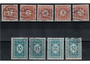 AUSTRIA 1922 Tax stamps 9v used