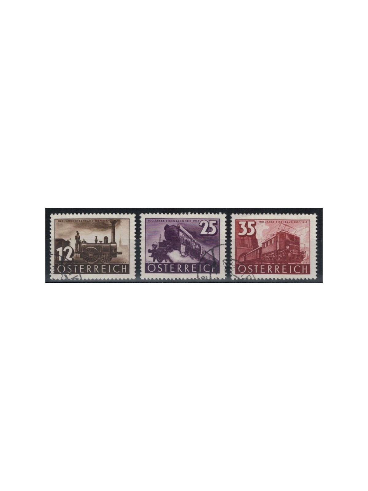 AUSTRIA 1937 Centenario delle ferrovie 3v us