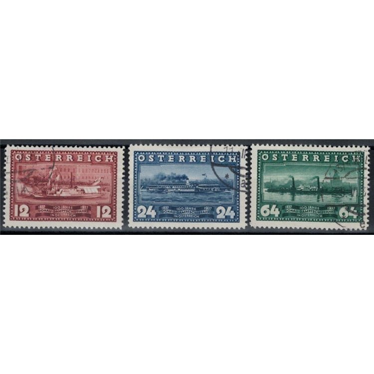 AUSTRIA 1937 Centenary of navigation on the Danube 3v used