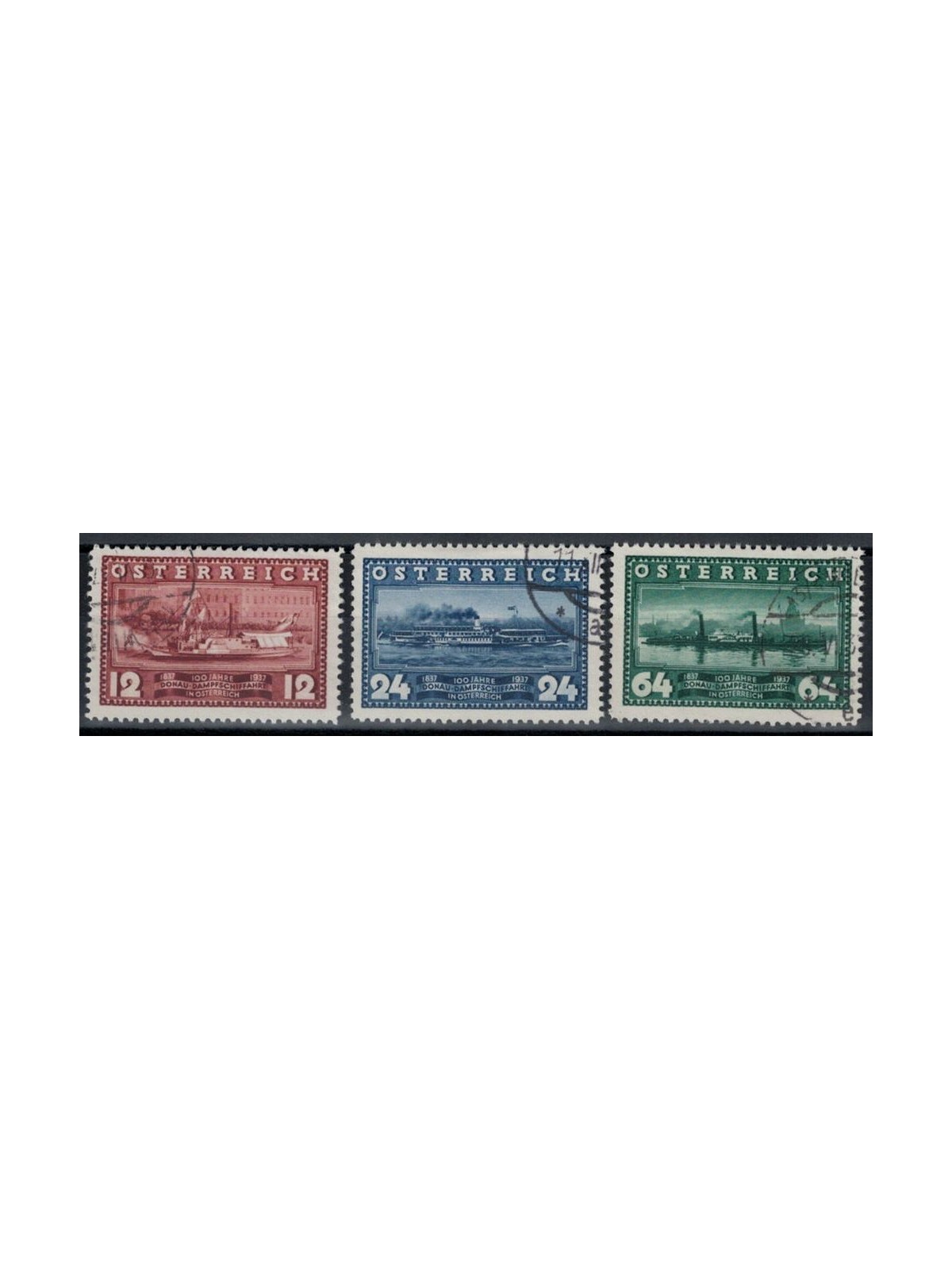 AUSTRIA 1937 Centenary of navigation on the Danube 3v used