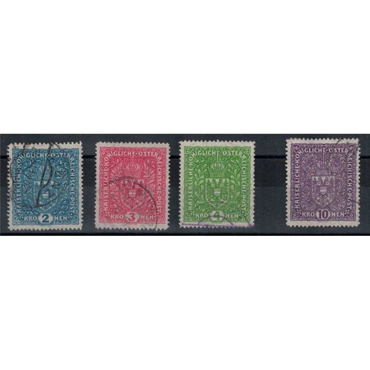 AUSTRIA 1917-18 Effigie e corona di Francesco Giuseppe 4v us