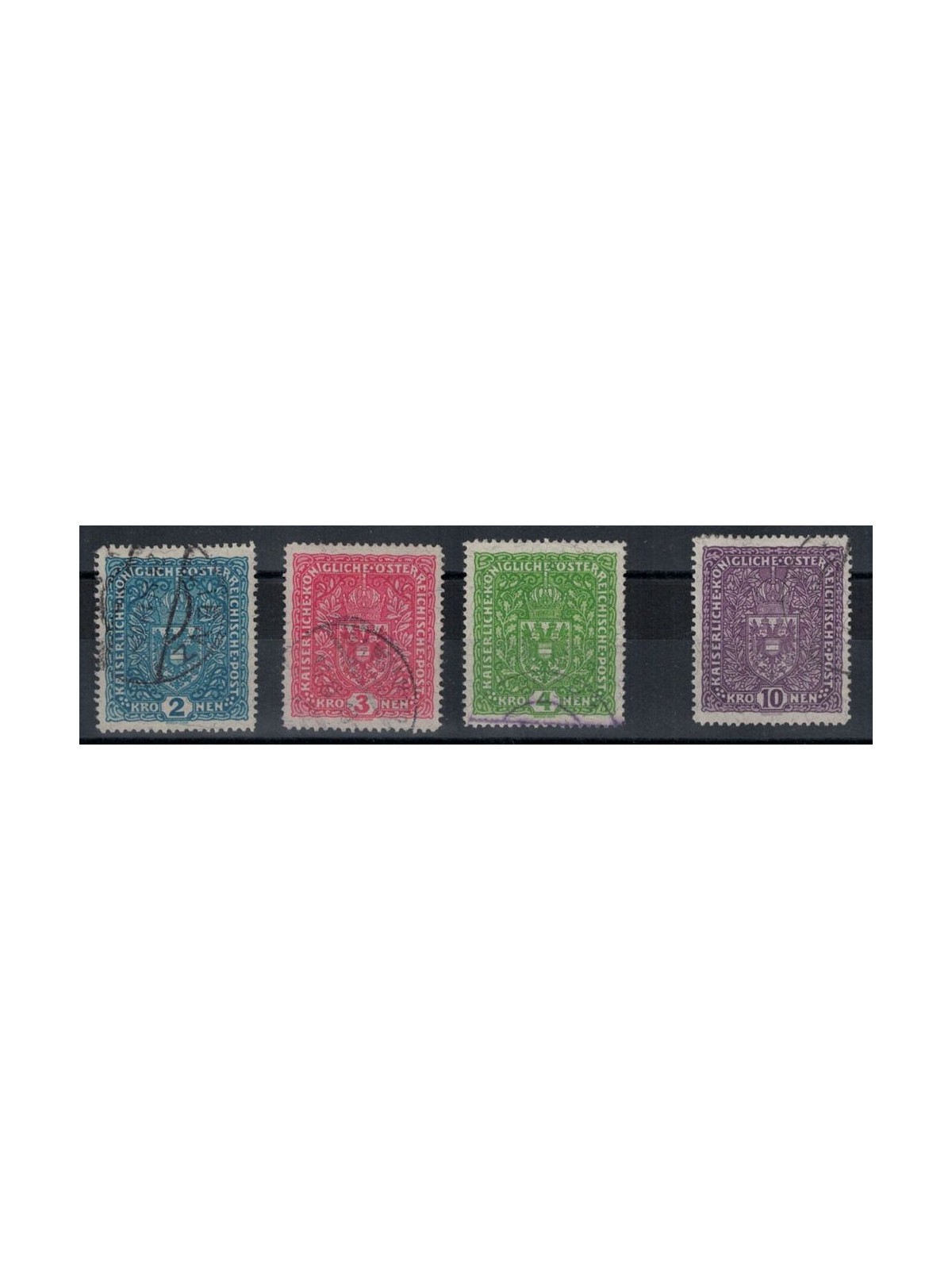 AUSTRIA 1917-18 Effigie e corona di Francesco Giuseppe 4v us