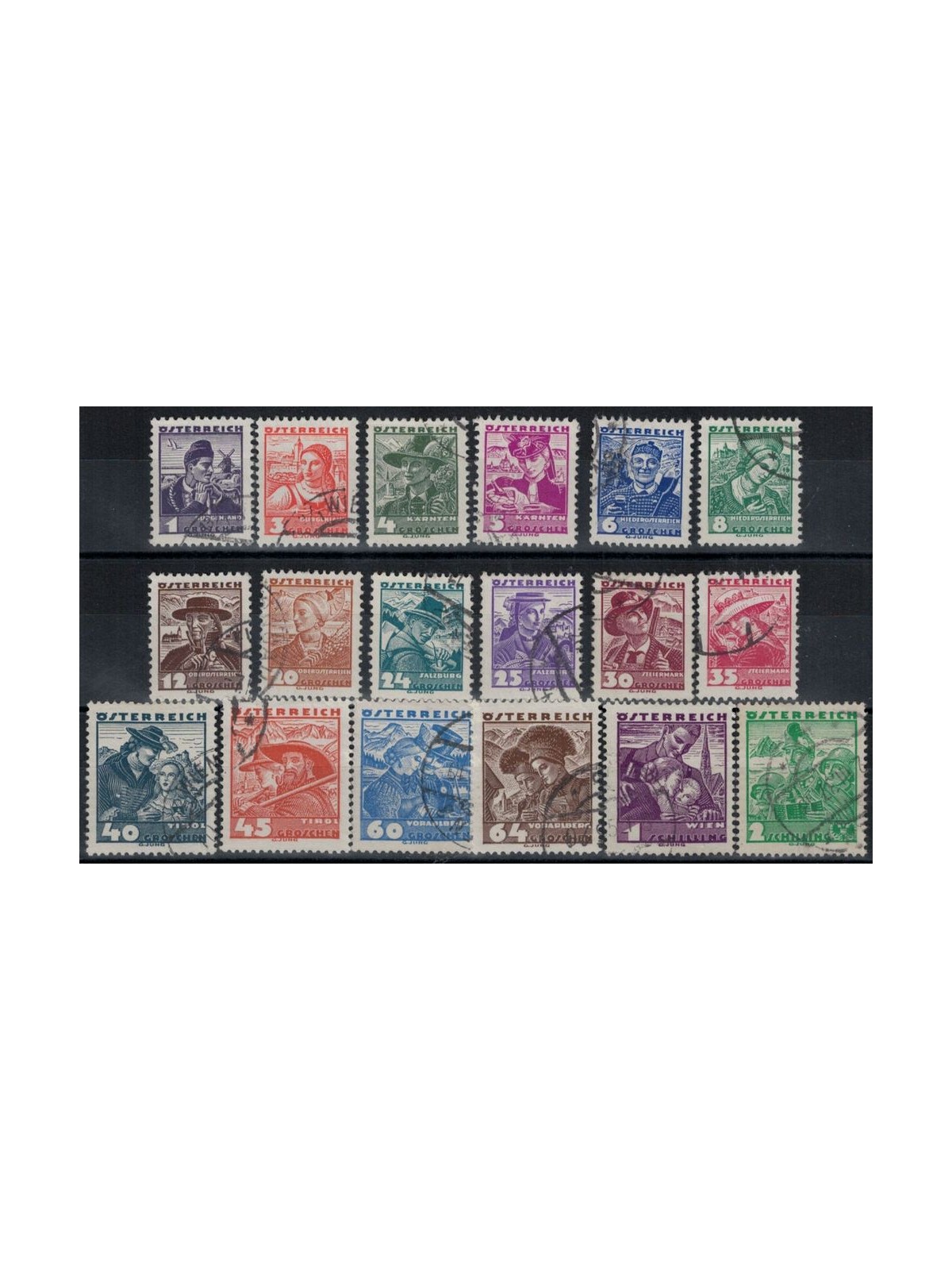 AUSTRIA 1934 Costumi regionali 18v us