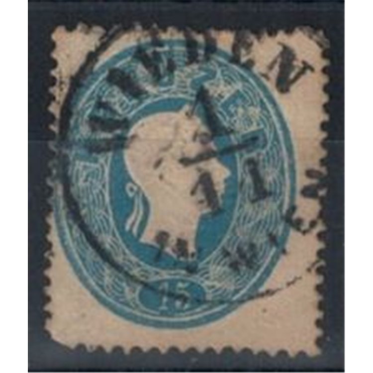 AUSTRIA 1861 15 Kreuzer azzurro  us