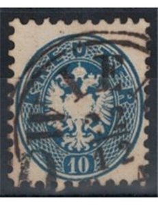 AUSTRIA 1863-64 10 Kreuzer azzurro  us
