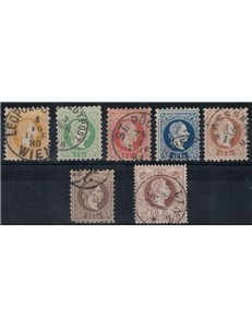 AUSTRIA 1874-80 Emperor Franz Joseph 7v used