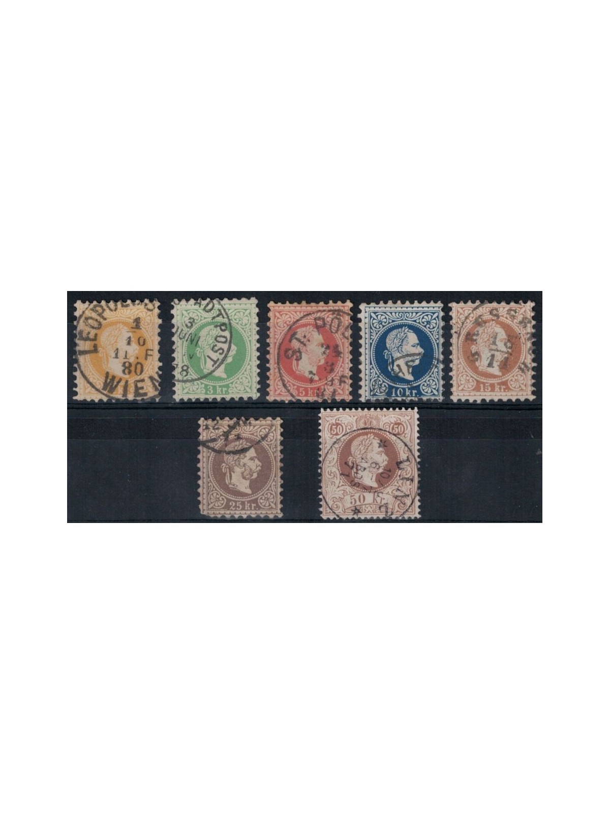 AUSTRIA 1874-80 Emperor Franz Joseph 7v used