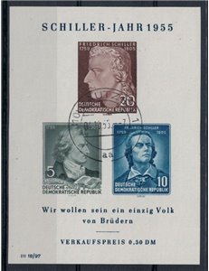 GERMANIA DDR 1955 Friedrich Schiller 1 BF us