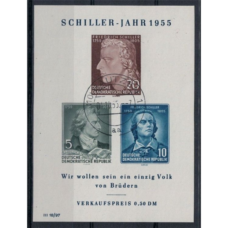 GERMANY GDR 1955 Friedrich Schiller 1 s/s used